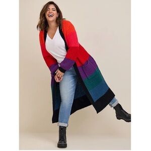 Torrid Multicolor Striped Cardigan